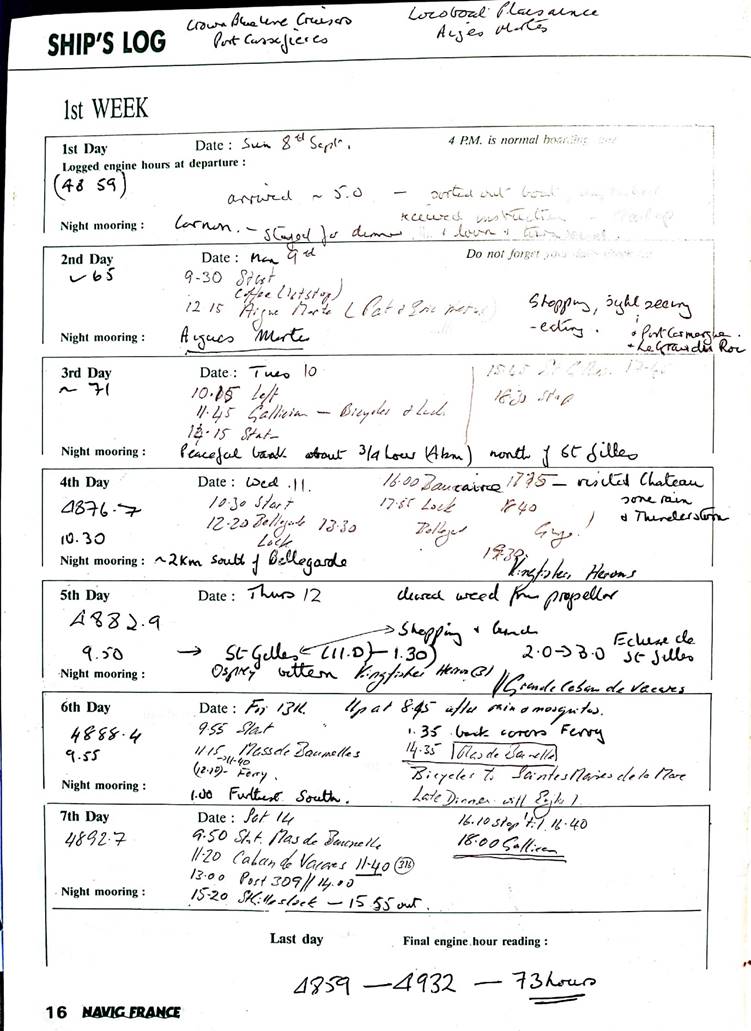 1991 Cruise Log 1