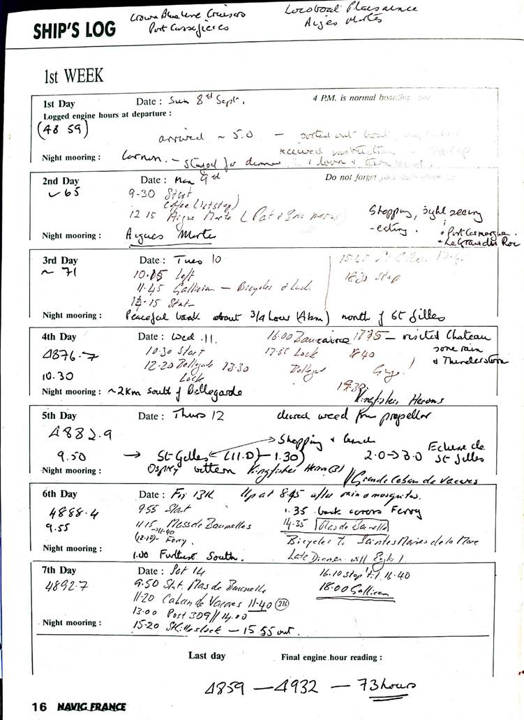 1991 Cruise Log 1