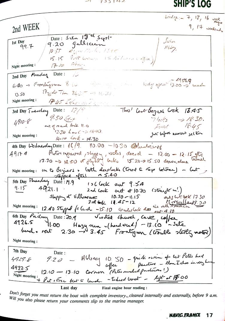 1991 Cruise Log 2